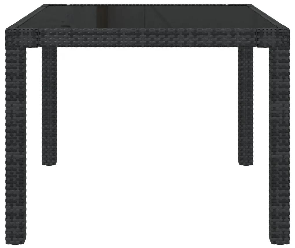 Set mobilier de exterior cu perne, 3 piese, negru, poliratan Lungime masa 90 cm, 3
