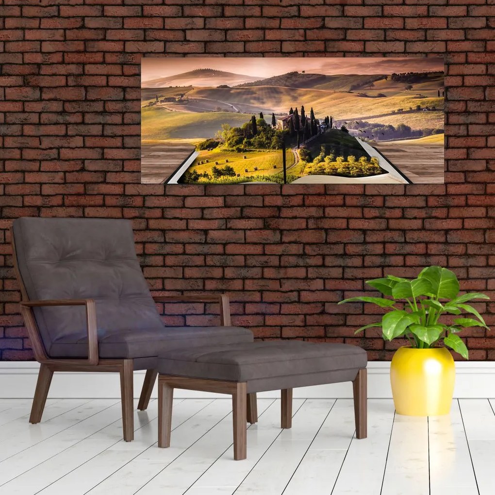Tablou cu peisaj în carte (120x50 cm)