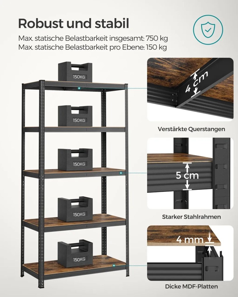 Raft depozitare Songmics Negru 200x120x60 cm