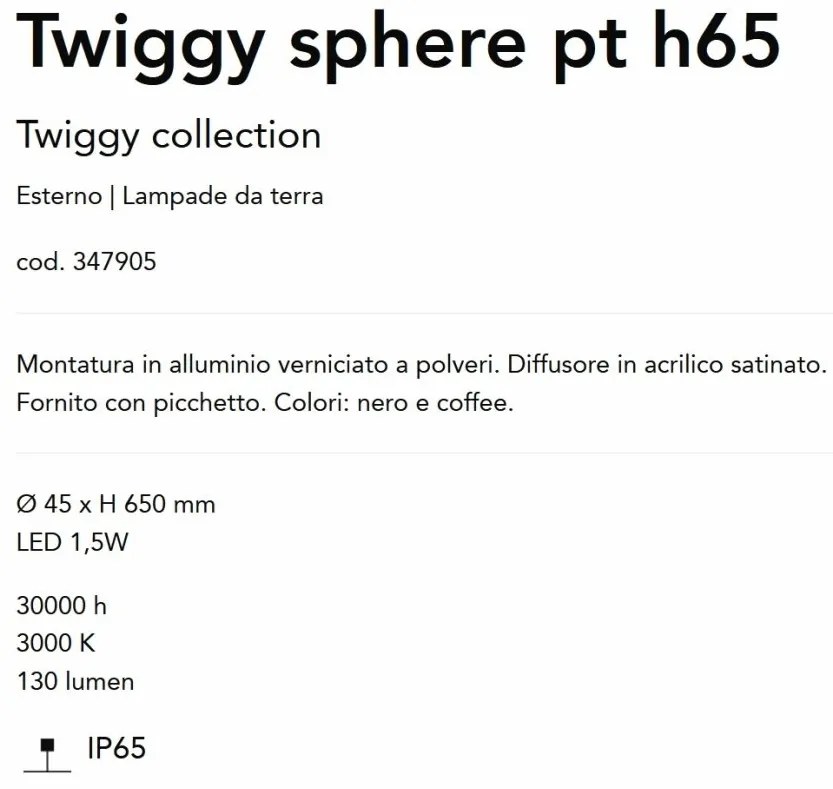 Tarus LED iluminat exterior IP65 Twiggy sphere pt H-65cm cafeniu