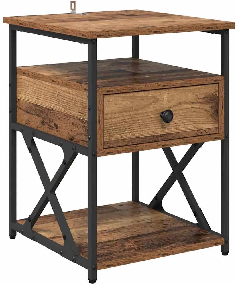 vidaXL Dulap de noapte Lemn vechi 40 x 42 x 55 cm Lemn compozit