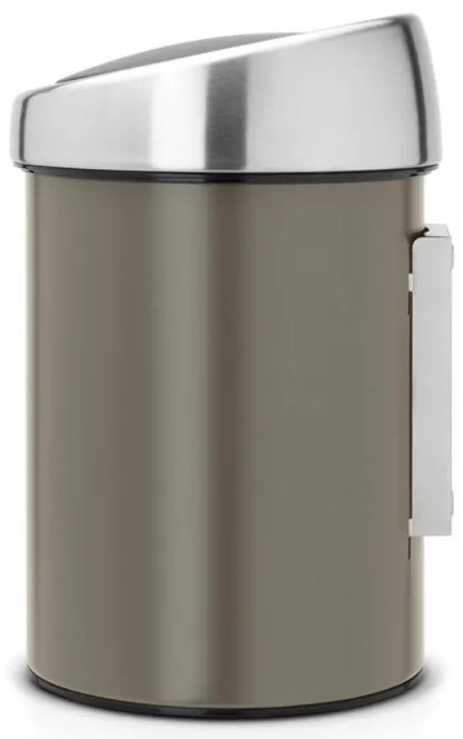 Brabantia Touch Bin 647215, 3 L, Deschidere lină și silențioasă, Montat pe perete, Gri