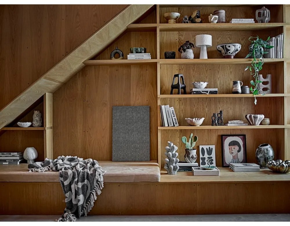 Pătură neagră/bej din bumbac reciclat 130x160 cm Salobre – Bloomingville