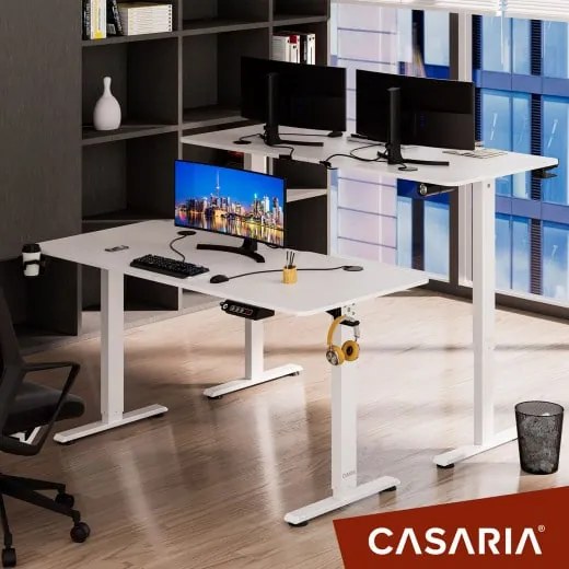 Deuba Birou de birou reglabil pe inaltime alb-140x60x118 cm
