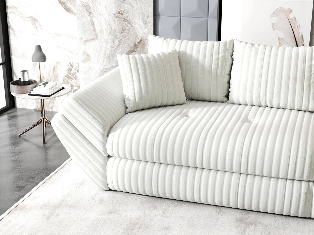 Canapea extensibilă dumonde cu ladă de depozitare si sezut confortabil din spuma high-density, Loana Ambience Ivory 300x100 cm