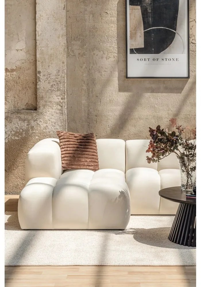 Colțar teracotă cu tapițerie din catifea (cu colț pe partea dreaptă, cu șezlong) Cube – Bonami Selection