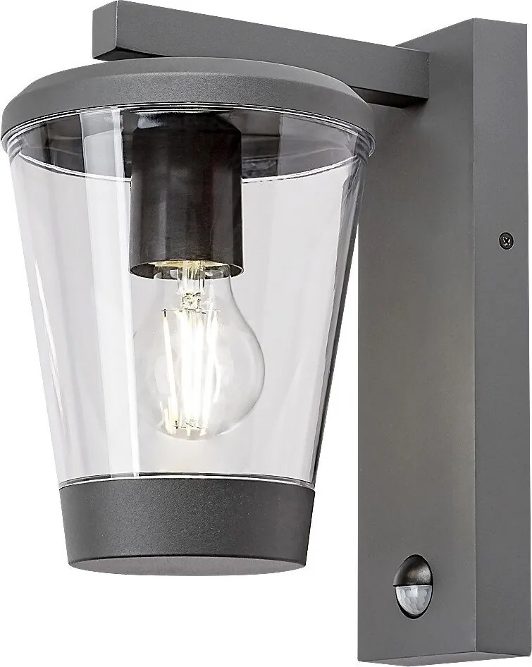 Aplica de perete cu senzor de miscare pentru iluminat exterior design modern IP44 Savano antracit
