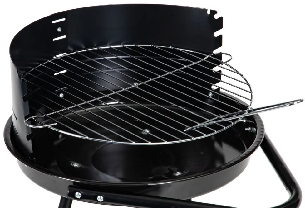 Görgős kerti grill állítható rácsmagassággal