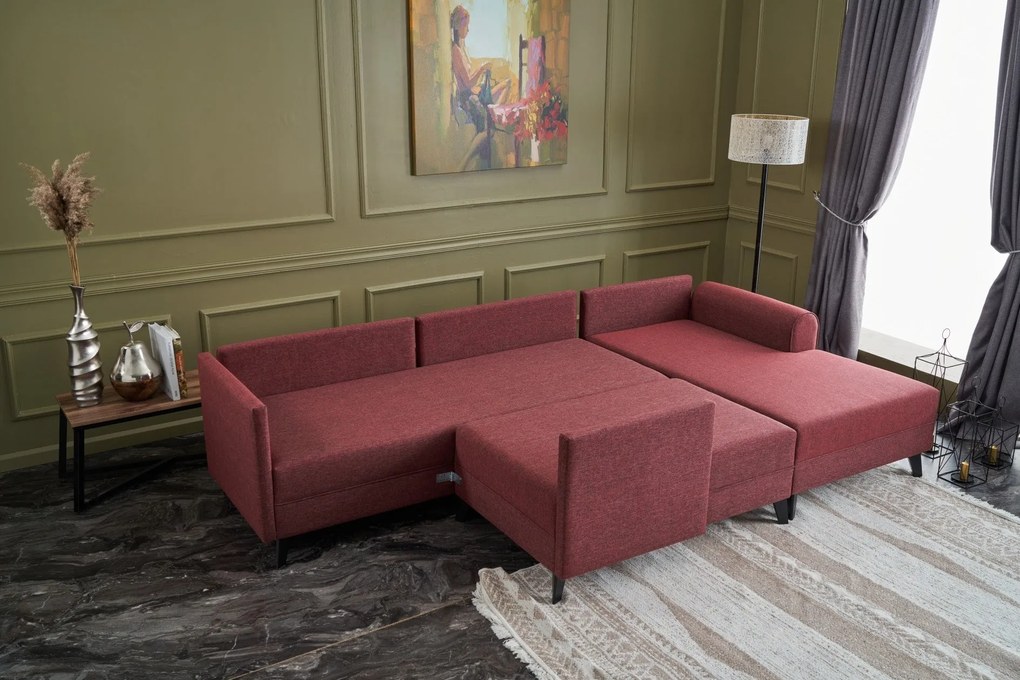 Canapea extensibilă de colț Belen - Claret Red