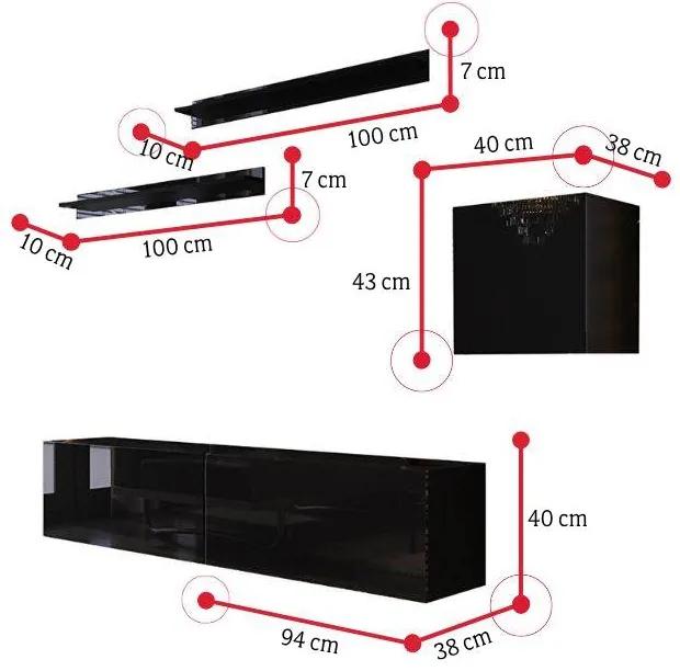 Supermobel Mobilă sufragerie BOX 16, negru/negru luciu