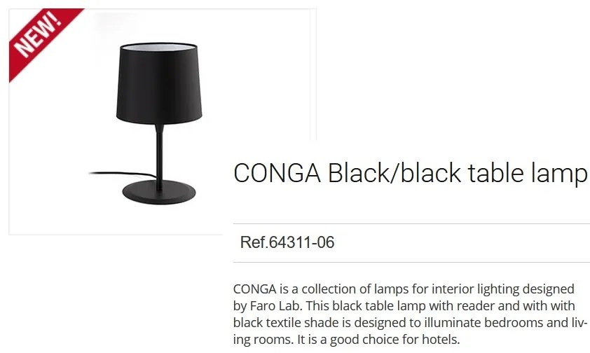 Veioza / Lampa de masa moderna design elegant CONGA neagra 64311-06