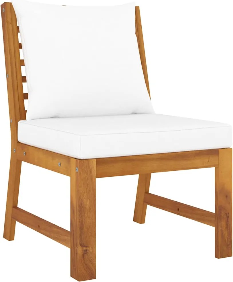 vidaXL Canapea de mijloc modulară cu perne crem, lemn masiv de acacia