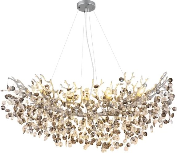 Globo 64138H3S - Candelabru suspendat pe cablu QUEENA 10xE14/40W/230V argintiu