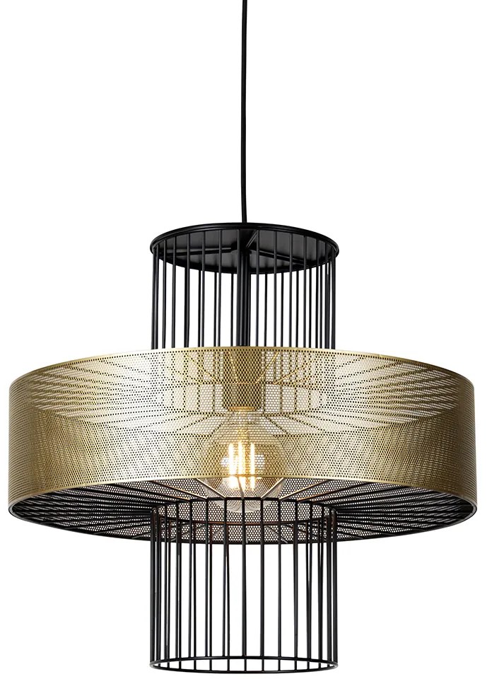 Lampă suspendată inteligentă aurie cu negru 50 cm inclusiv Wifi G95 - Tess