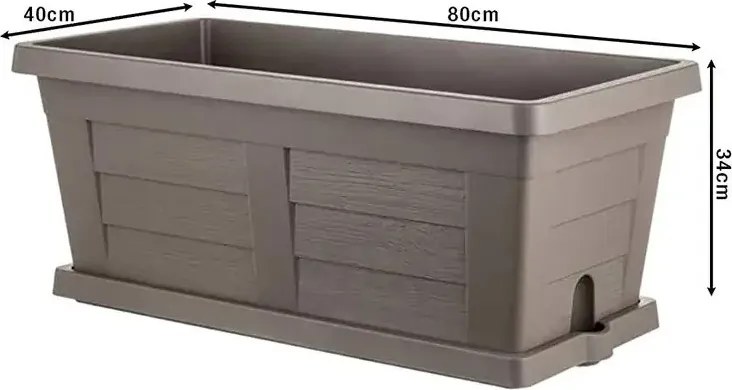Jardinieră de grădină cu volum mare Bama Legno cappuccino, 80 x 40 x 35 cm, 80 cm
