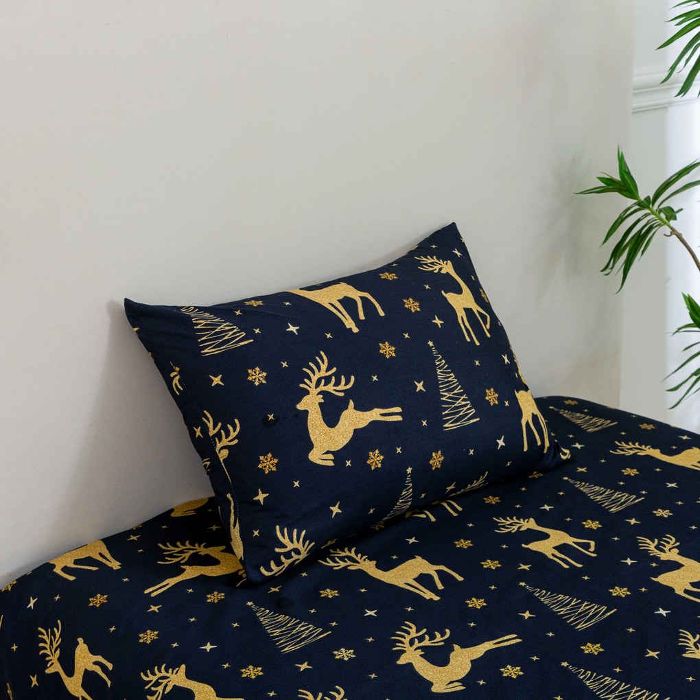 Husa de perna decorativa GOLDEN DEER 50x70 cm, albastru inchis