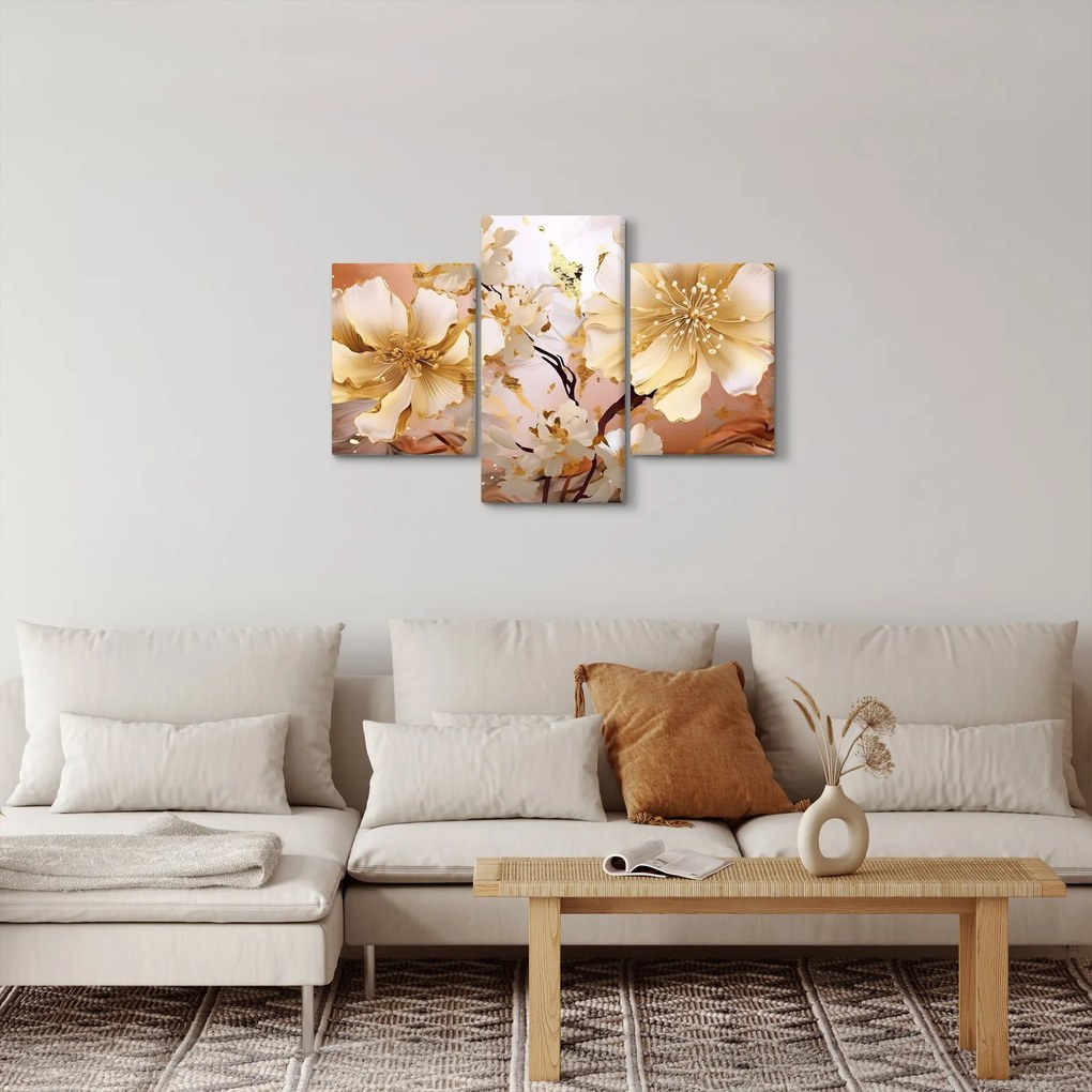 Tablou - Flori de aur (90x60 cm)