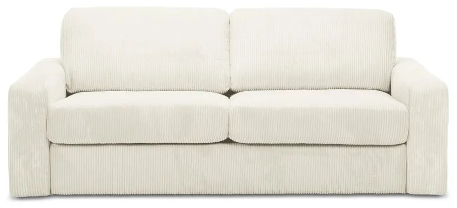 Canapea bej extensibilă cu tapițerie din catifea reiată 195 cm Nona – Makamii