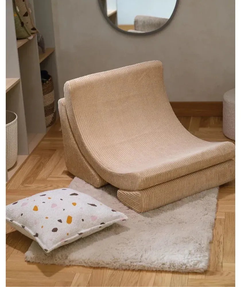 Pernă decorativă pentru copii crem cu tapițerie din țesătură bouclé/cu tapițerie din chenille Terrazzo Block – Wigiwama