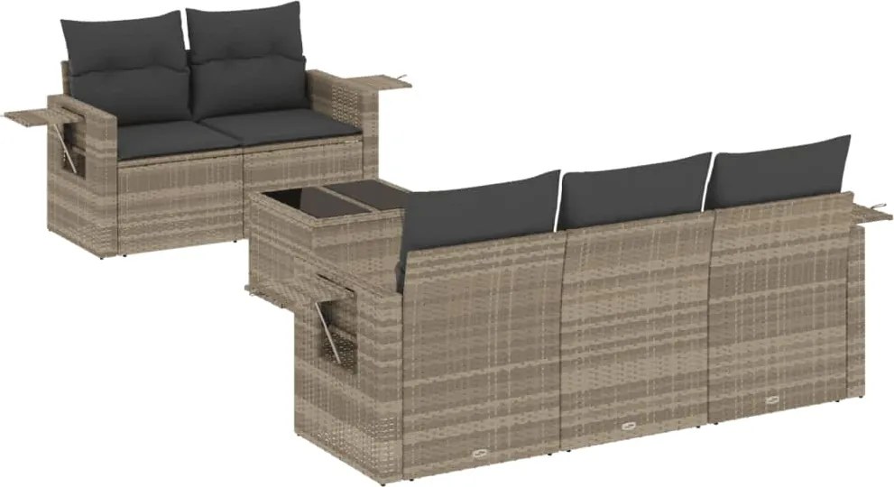 vidaXL Set canapele de grădină cu perne, 6 piese gri deschis poliratan