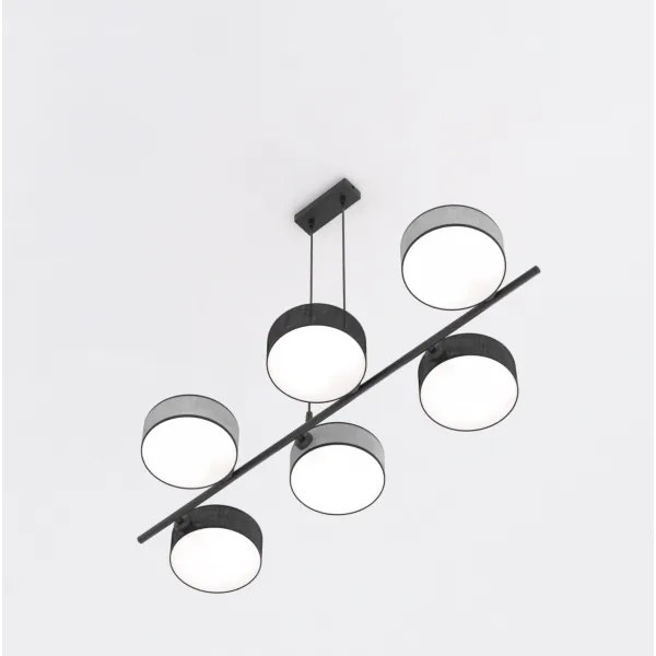 Lustră pe cablu DRUMZ 6xE14/10W/230V negru/gri