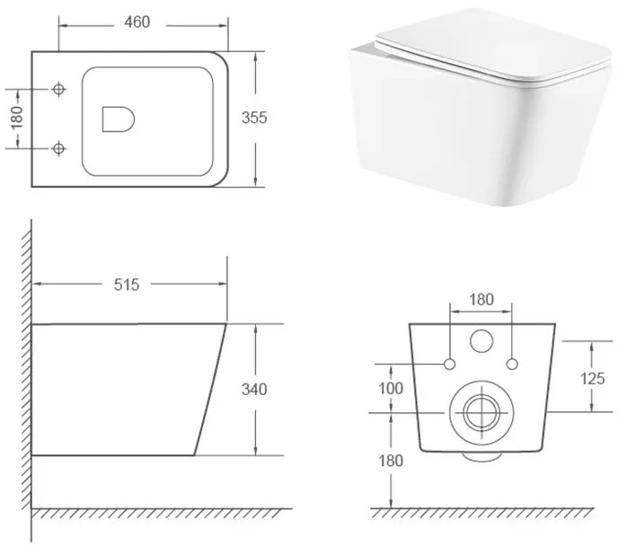 Set vas wc suspendat rimless cu capac soft close Safari si rezervor wc incastrat Grohe Rapid SL