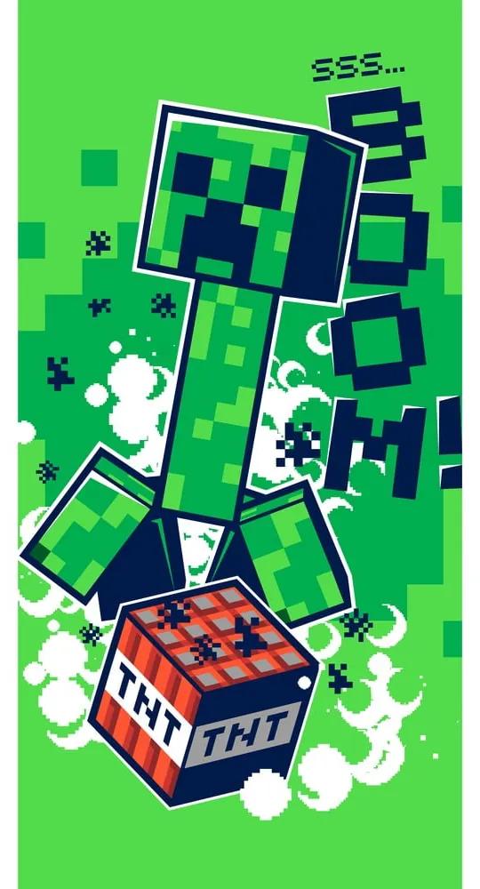 Prosop pentru copii verde din bumbac 70x140 cm Minecraft Boom – Jerry Fabrics