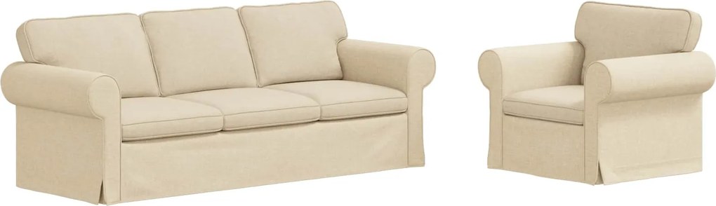 vidaXL Set de canapea 2 pcs Crem 215 x 82 x 80 cm țesătură