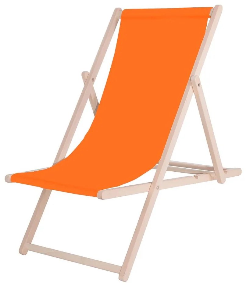 Șezlong de grădină portocaliu/fag