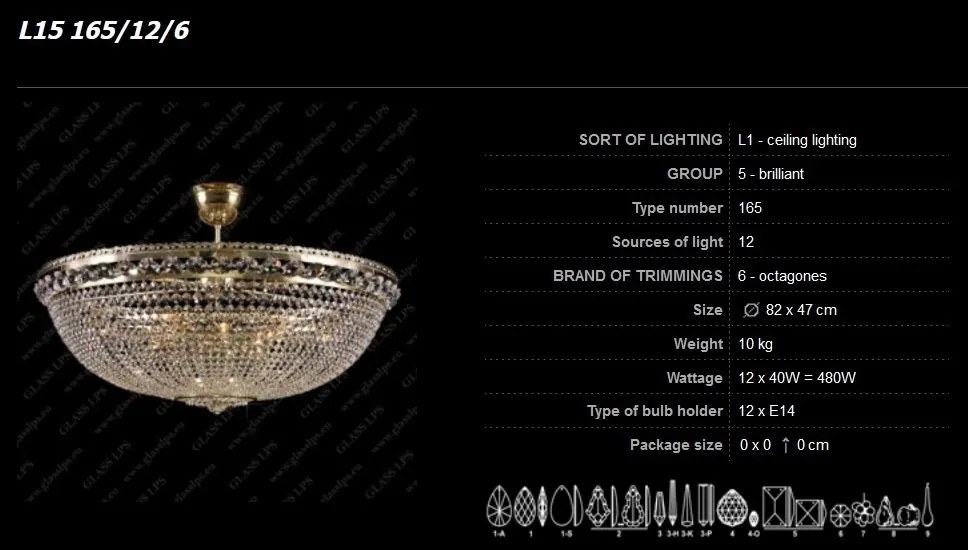 Plafonier cristal Bohemia L15 165/12/6