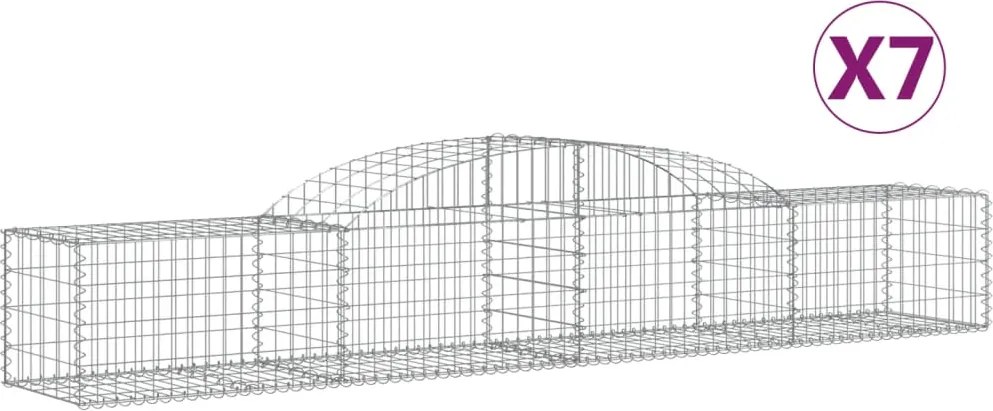 vidaXL Coșuri gabion arcuite, 7 buc., 300x50x40/60 cm, fier galvanizat