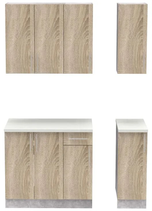 Set mobila bucatarie 4 buc Festa II Pako World Sonoma 120x60x85 cm