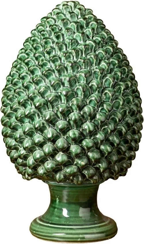 Sculptură decorativă din ceramică, formă de anghinare, verde antichizat, 40 × 24 cm, „Artichoke"