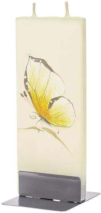 Lumanare plata pictata fluture galben Flatyz
