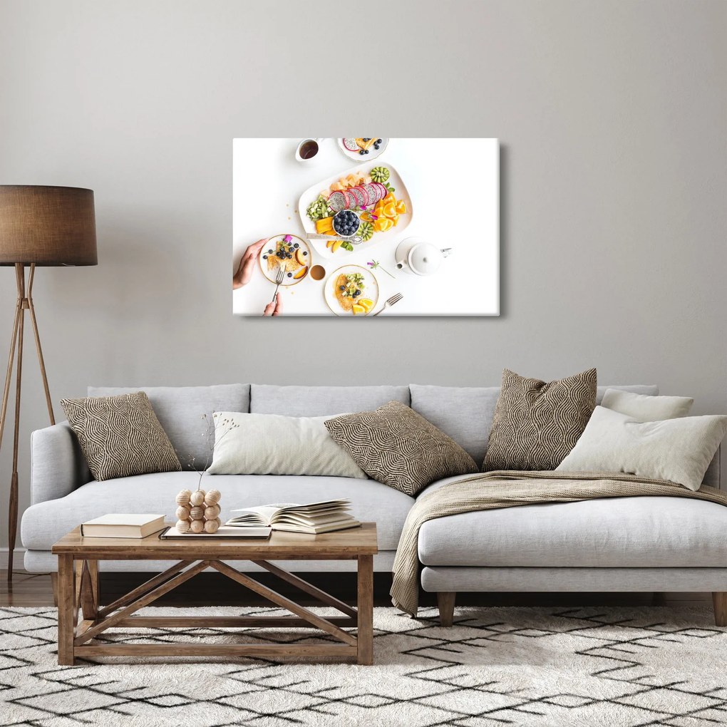 Tablou cu farfurie cu fructe pe masă (90x60 cm)