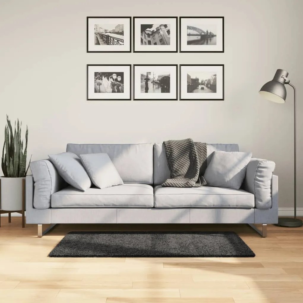 vidaXL Covor pufos &quot;PAMPLONA&quot; cu fire înalte antracit modern 60x110 cm