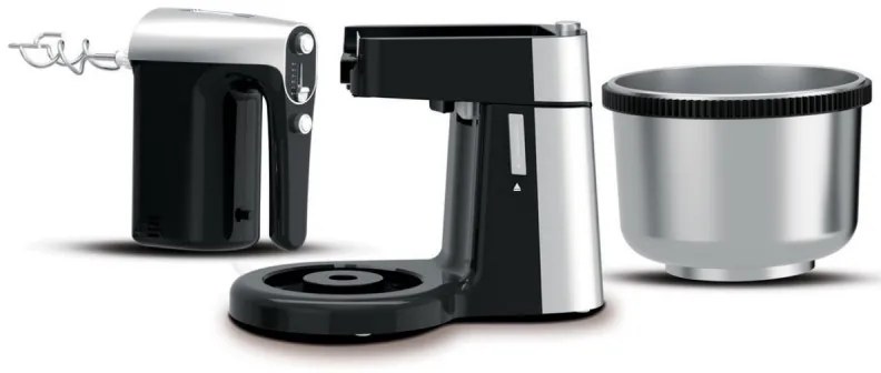 Mixer cu bol Royalty Line cu bol RL-HM19015, 700W, 6 palete, 3 L, Turbo, 5 viteze, Negru/Inox