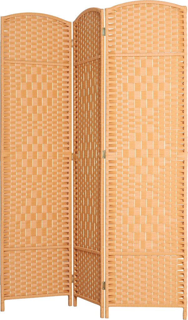 HOMCOM Paravan interior din lemn 3 panouri despărțitor pliabil pentru living dormitor 135 x 180 cm maro deschis | Aosom Romania
