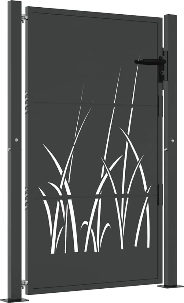 vidaXL Poartă de grădină antracit 100x125 cm oțel model iarbă