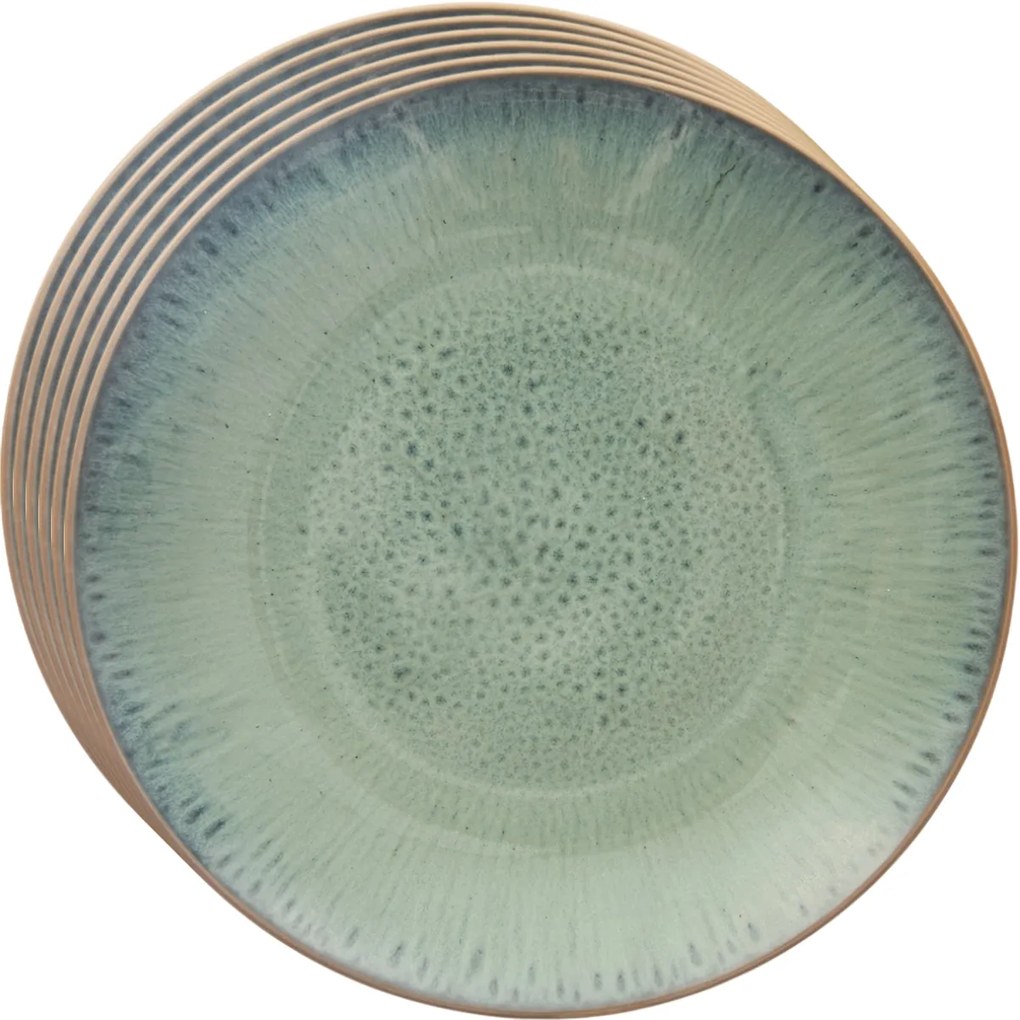 Orion Set de farfurii ceramice adânci Glaze verde27 cm, 6 buc.