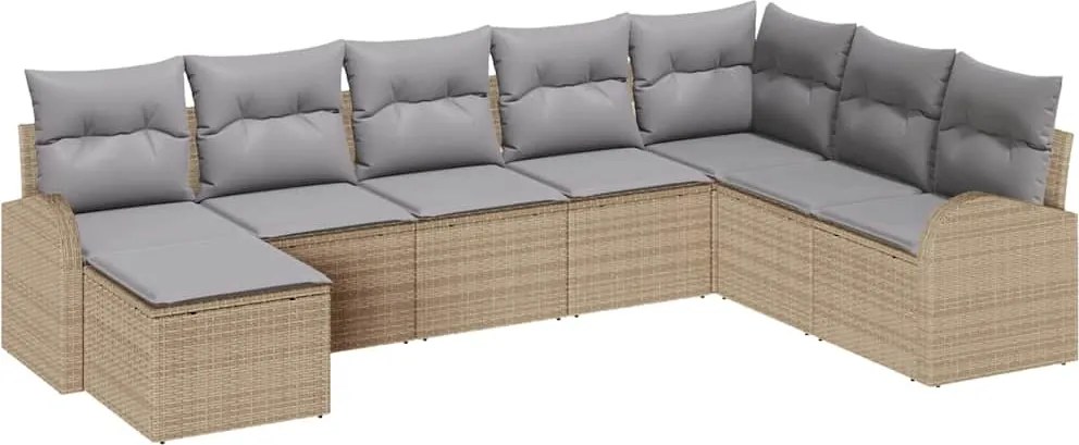 vidaXL Set de canapea cu pernă 8 pcs Bej și gri deschis poliratan