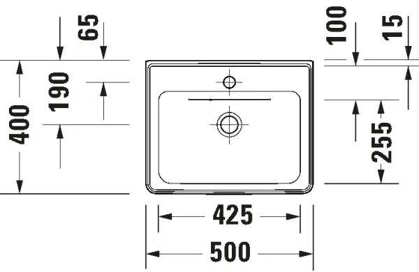 Lavoar suspendat Duravit D-NEO 742500060, 50 x 40 cm, ceramică, alb lucios