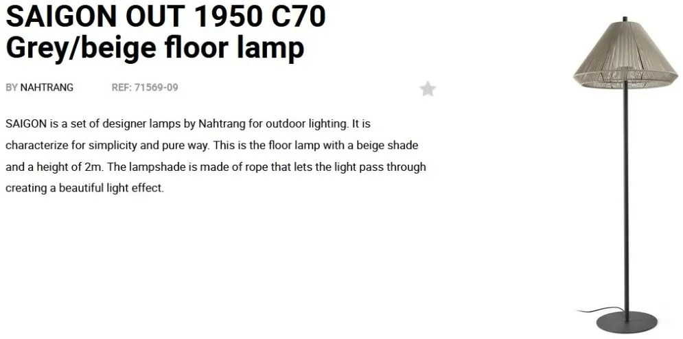 Lampa de podea iluminat exterior decorativ SAIGON 195/C70 gri/bej