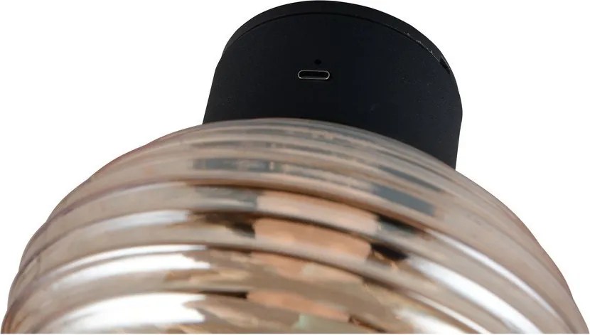 Aplică de perete chihlimbar LED din sticlă cu USB ø 15,5 cm Earl – Reality