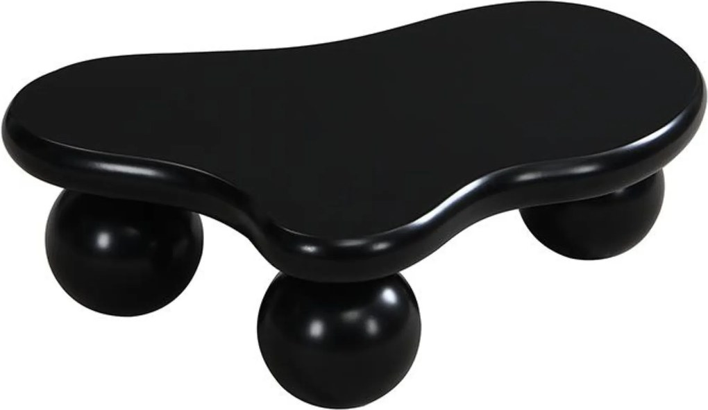 Masă de cafea în stil de nor, cu iluminare LED și design cu picioare rotunde, 95x62,5x32 cm, Negru