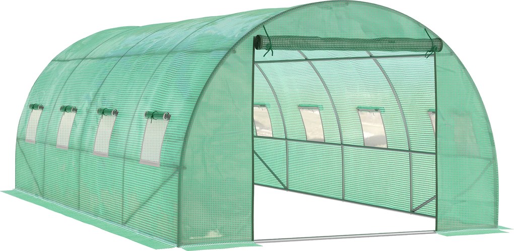 Outsunny Seră cu folie, seră walk-in, tunel din folie, seră, plastic, oțel, verde | Aosom Romania