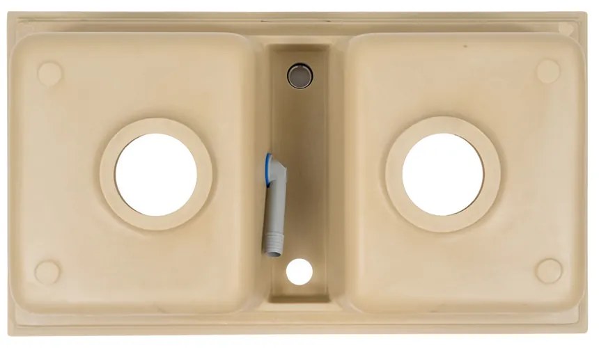 Chiuvetă pătrată Tia cu două cuve din granit, bej