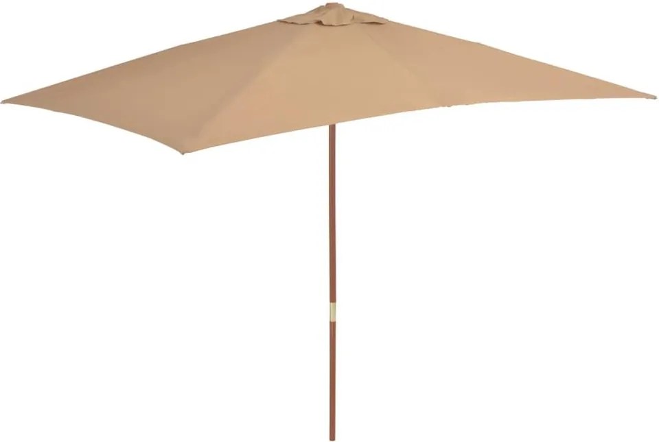 Umbrelă de soare, exterior, stâlp lemn, 200x300 cm, gri taupe