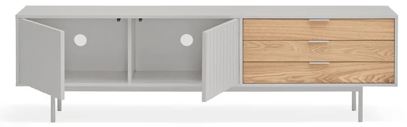 Comodă TV gri/în culoare naturală cu aspect de lemn de stejar 180x52 cm Sierra – Teulat