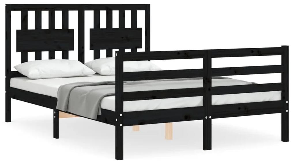 3194310 vidaXL Cadru de pat cu tăblie, negru, 120x200 cm, lemn masiv